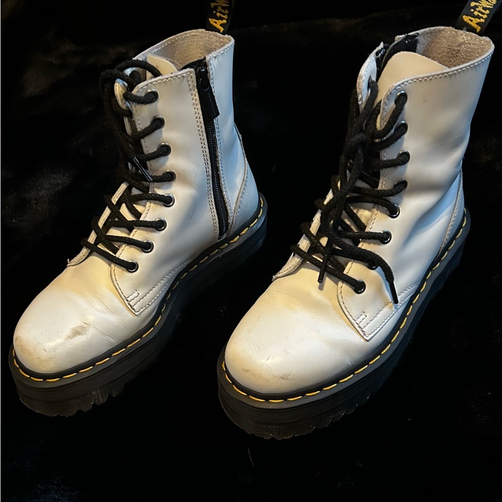 Dr. Martens White Leather Combat Boots